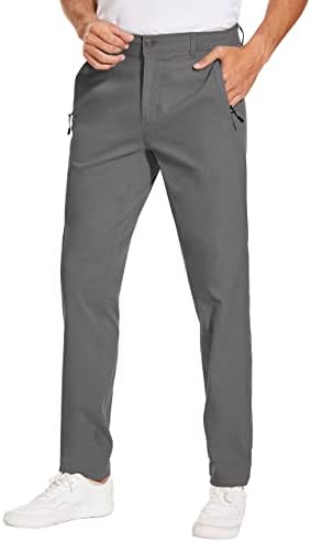 SPECIALMAGIC Golf Pants Men Stretch Slim fit Hiking Pants Lightweight Dress Casual Tapered Zipper Pockets 34 Grey