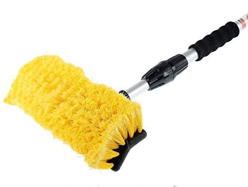 Waschbürste Autowaschbürste KFZ LKW ALU Teleskop Qualität 110-180 cm Autopflege Bürste | Lackschonende Polyester-Borsten Gelb | Für PKW, LKW, Wohnmobil & Boot