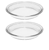 (2 Pack) 9 Inch Clear Glass Pie Plate, Round Baking Dish for Pies, Baking and Serving