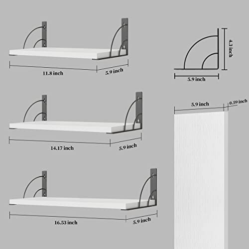Plantshome Fun Floating Shelves,Mid Century Modern Eco Board Wall Mounted Shelf For Bedroom, Living Room, Bathroom, Kitchen, Office,Laundry Room Storage And Decoration (Embossed White) #TOP2