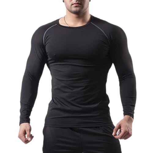 Men's Compression Shirt Long Sleeve Athletic Workout T-Shirts Top Gym Sport Muscle Base Layer Undershirt2