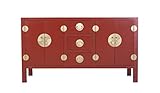  Fine Asianliving Aparador Chino Rojo Rubí­ - Colección Orientique A160xP50xA90cm Armario Chino Mueble de TV Chino Armario de Boda Aparador Cómodas Chinas orientales