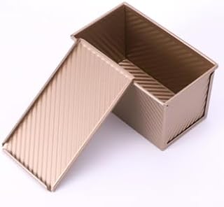 CHUENKUK 3 moldes de 2 tamaños para pan tostado con tapa, 20,6 x 11,9 cm y 18,7 x 9,3 cm, color oro rosa con espátula, molde de pan para tostadas y pasteles