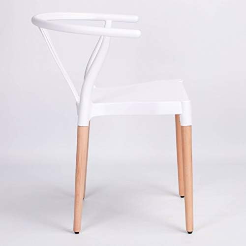 White Wishbone Scandinavian Lounge Modern Plastic Dining Chair with Wooden Legs