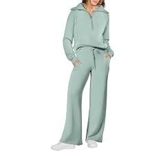 ANRABESS Women 2 Piece Set Sweatsuits Lounge Fall Outfits | Quarter Zip Pullover Wide Leg Pants & Pockets Matching Set,Casu…