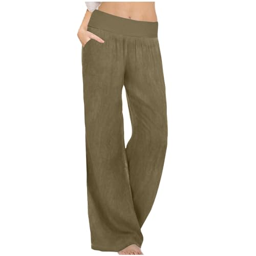 Women Loose Fit Pants Elastic Waist Solid Loose Long Pants High Waist Lounge Long Wide Leg Regular Soft Casual L-330