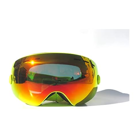 CRG Sports Ski Goggles 100% UV Protection Frameless Snowboard Goggles for Men,Women,Adults (Revo Lens Yellow Straps) Cover