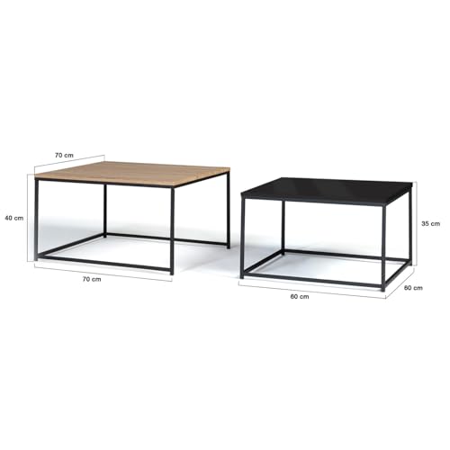 Tables basses gigognes Boston industrielles bois métal IDMarket