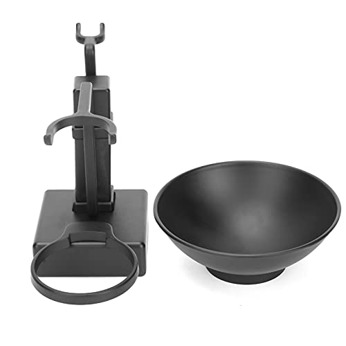 Support de blaireau de rasage en acier inoxydable noir haut de gamme avec bol