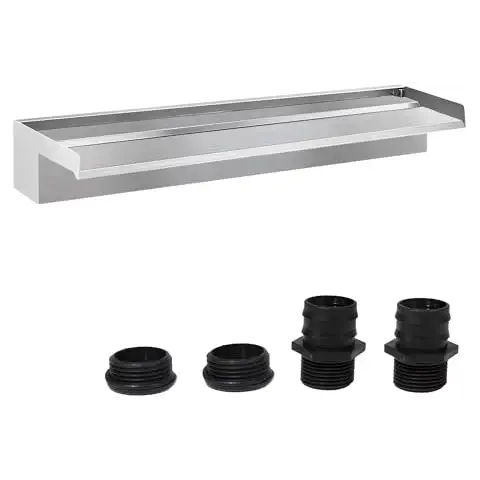E-ANG.W Pool Fountain Waterfall 304 Stainless Steel Pool Waterfall with Wider Water Flow Platform,Waterfall Spillway for Outdoor Patio Decorations(35.5 Inch) Cover