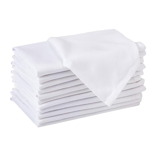 Image of 100% Cotton Dinner Napkins 12x12 Inch, Soft & Durable, Reusable Cloth Napkins for Dining, Events, and Everyday Use (White, Set of 10 (12x12))