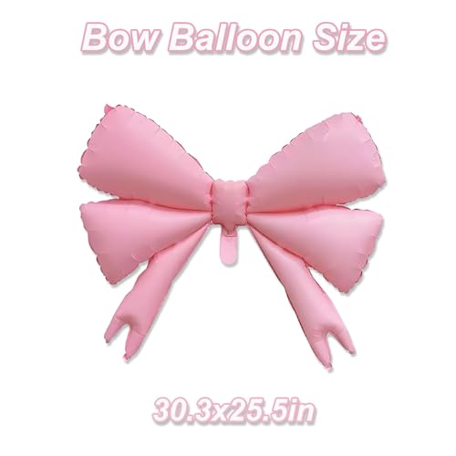 Image of 4 Pcs Large Pink Bow Balloons, Coquette Birthday Decorations