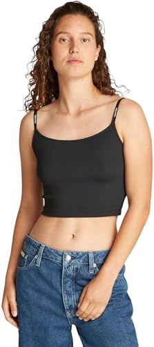 Calvin Klein Women’s Elastic Tank Top with Logo Straps, Black (Ck Black), 3XL