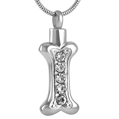 Preisvergleich Produktbild Urnenhalskette Fünf Kristalle Knochen Feuerbestattung Urnenanhänger Süße Hundemarke Anhänger Memorial Urnenhalskette Tierasche Halter Schmuck Andenken
