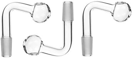 Glass Oil Burner 14mm Male Clear Curved Adapter Joint for Oil Rigs Hookah Glass Bongs(3 PCS) (Size-1)