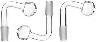 Glass Oil Burner 14mm Male Clear Curved Adapter Joint for Oil Rigs Hookah Glass Bongs(3 PCS) (Size-1)