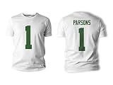 Micah Parsons #1 Green Bay Football Cotton T-Shirt Jersey (US, Alpha, Large, White)