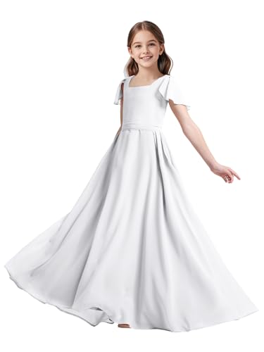 Chiffon Flower Girls Dresses Cap Sleeve Junior Bridesmaid Dress A Line Girls Wedding Party Dress