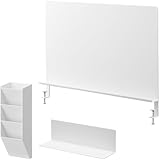 山崎実業(Yamazaki) デスク横トレー付きスチールパネル + マグネット棚 + マグネットペンスタンド 【3点セット】 tower タワー ホワイト 10066 10094 10096