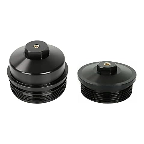Billet Oil & Fuel Filter 1/8" NPT Port Caps - Compatible with 2003-2007 F-ord Powerstroke Diesel 6.0 F250 F350 F450 F550 6.0L Powerstroke Diesel - Black(Pack of 2) Cover