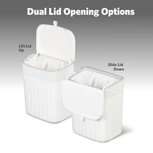Image of Glad Roomate Under Counter Waste Bin | Space Saving Small Trash Can for Kitchen Cabinet, Bathroom or Office | Dual Lid for Ease of Opening, 9 Liter, White
