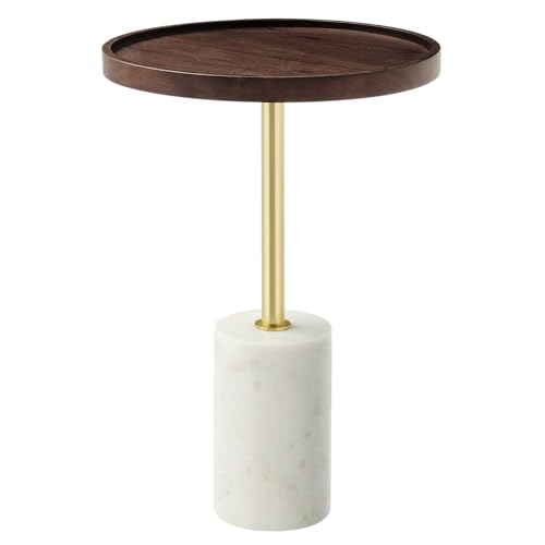 Modway EEI-6607-WHI-WAC Amina Round Acacia Wood Side Table, White Walnut by Modway - Used condition - US$80.00