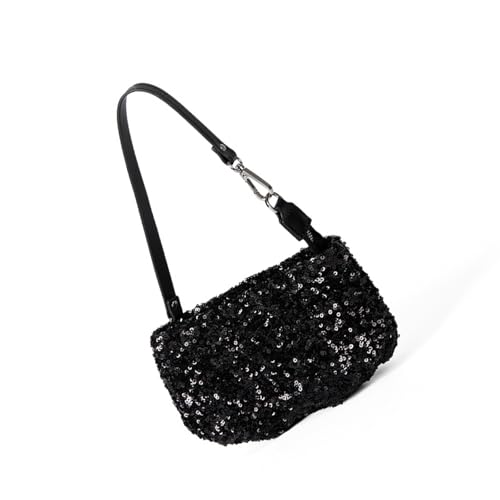 Sac à main à bandoulière tendance pour femme avec chaîne amovible pailletée