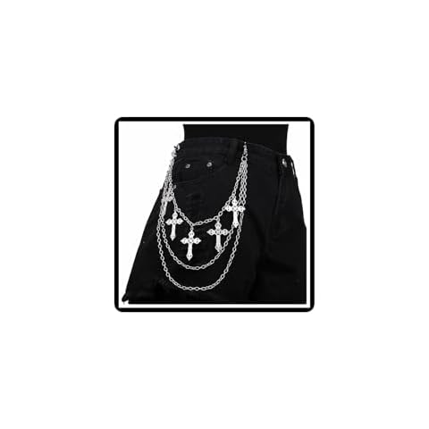 Gothic Cross Pants Chain Leaf Trousers Chain Punk Sword Jeans Wallet Chain Hip Hop Star Wallet Waist Link Chains Pocket Belt Body Jewelry Cover