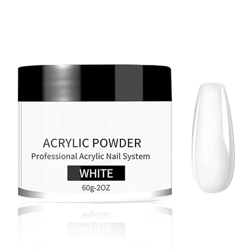 Virellay Dipping Powder Nails, 60g Acryl Pulver Nails Weiß Acrylic Powder, Acryl Nägel Langanhaltendes, Acrylpulver für Nägel für Salon DIY & Hause Nagelpuder (Weiß, 60 g)