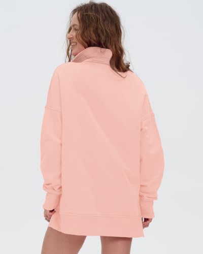 Locachy Womens Oversized Sweatshirt Snap Button Henley Neck Fashion Outfits — view 3