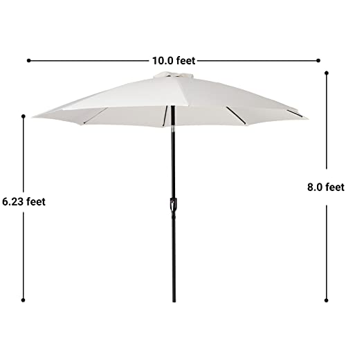 Sunnyard Umbrella 10' Round Aluminum Pole Fiberglass Rib Market Patio Umbrella (White) #TOP6