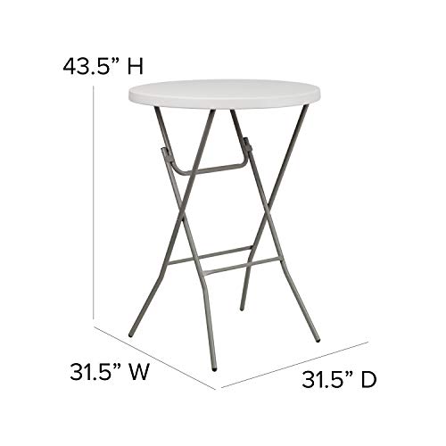 Flash Furniture Kathryn 31.5" Round All-Occasion Folding Bar Height Table for Parties and Commercial Events, Plastic Bar Height Folding Table, White