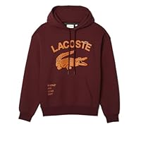 Lacoste Men's Graphic Icons Loose Fit Hoodie, Red, Medium