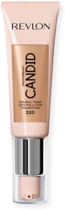 Revlon PhotoReady Candid Natural Finish Foundation, with Anti-Pollution, Antioxidant, Anti-Blue Light Ingredients, 320 Tawny, 0.75 fl. oz.