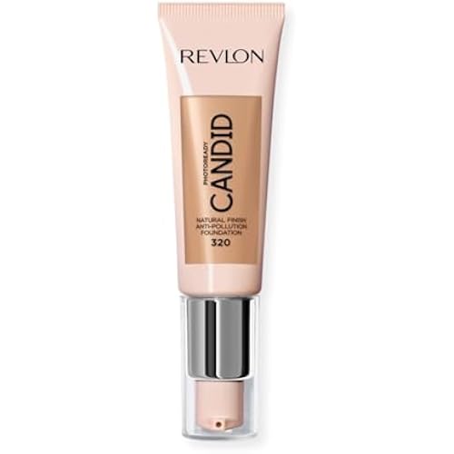 Revlon PhotoReady Candid Natural Finish Foundation, with Anti-Pollution, Antioxidant, Anti-Blue Light Ingredients, 320 Tawny, 0.75 fl. oz.