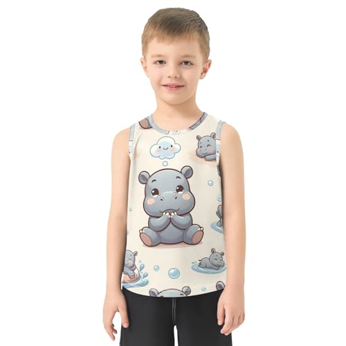 susiyo Cartoon Hippo Animals Boys Sleeveless Tank Top Girls Athletic T Shirt2