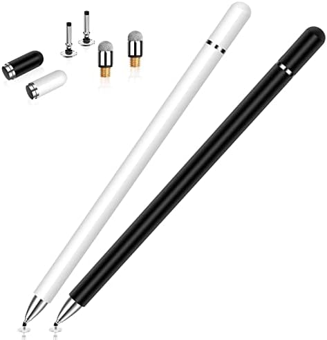 Stylus for iPad (2 Pcs), StylusHome Magnetic Disc Universal Stylus Pens Touch Screens for Apple/iPhone/Ipad pro/Mini/Air/Android/Microsoft/Surface All Capacitive Touch Screens - Black/White