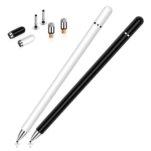 Stylus for iPad (2 Pcs), StylusHome Magnetic Disc Universal Stylus Pens Touch Screens for Apple/iPhone/Ipad pro/Mini/Air/Android/Microsoft/Surface All Capacitive Touch Screens - Black/White