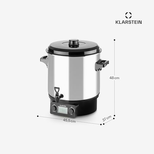 Miniatura 8 de Klarstein Biggie - Olla Eléctrica Pasteurizadora, Potencia 2000 W, Temperatura Regulable 30-100 , Temporizador Máx. 120 Min, 2 Asas, Acero Inoxidable, Capacidad 27 L, Pantalla Digital, Plateado