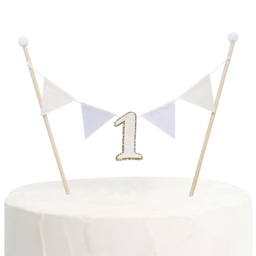 Wooden One Cake Topper For 1st Birthday - Gold 1st Decoration,Glitter One Sign 1st Birthday Cake Topper,Smash Cake Decorations by HGFC - Used condition - US$8.90