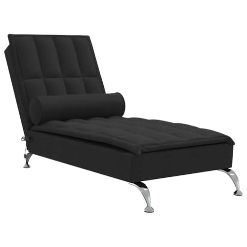 vidaXL Sofá diván de masaje con cojín de tela negro, sofá tumbona, tumbona moderna, diván moderno, sofás tumbona, tumbona de dormitorio