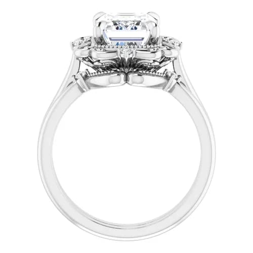 2 CT Emerald Cut VVS1 Colorless Moissanite Engagement Ring Set, Wedding/Bridal Ring Set, Sterling Silver Vintage Antique Anniversary Promise Ring Set Gift for Her4