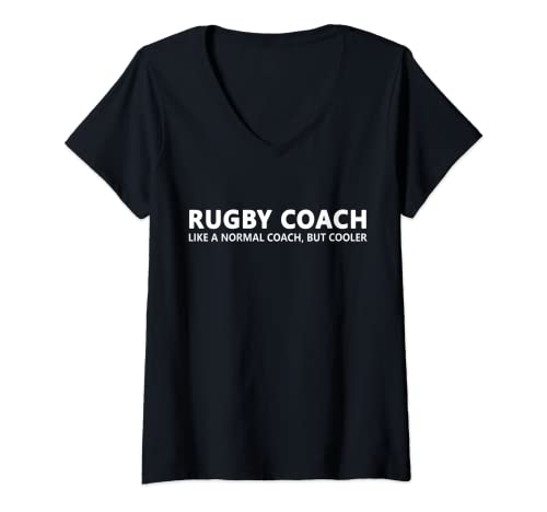 Donna Divertente Rugby Trainer Definizione Rugby Coach Maglietta con Collo a V