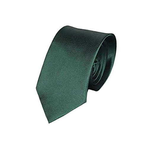 Big School Boy Kids Children Medium Sized Formal Solid Color Wedding Tie Satin Necktie (Emerald)