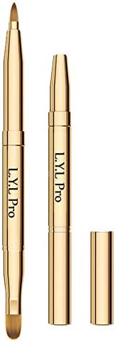 L.Y.L Pro Gold Retractable Lip Makeup Brushes Double-Ended Retractable Lip Brush Travel Lipstick Gloss Makeup Brush for Christmas Gifts
