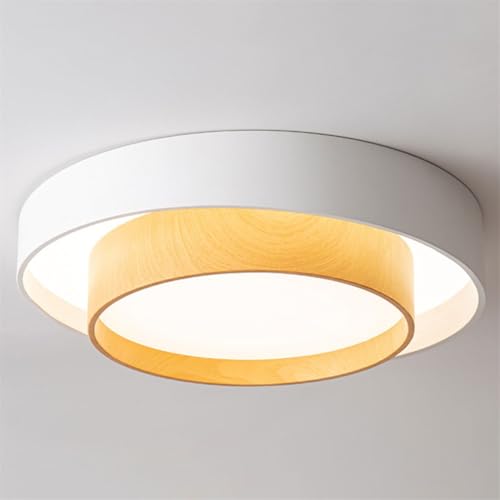 Plafonnier en fer blanc double couche aspect bois design épuré