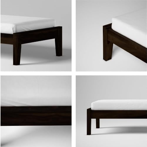Image of Sheesham Wood Single Size Bed Without Storage Solid Wood Cot Palang Wooden Bed for Bedroom Home Living Room (Walnut) (188x97x38cm)(Suggested Matters Size 72x36inch)
