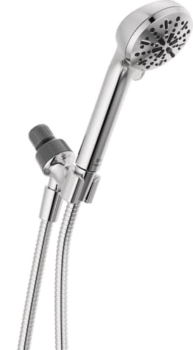 Delta Faucet 4-Spray Handheld Shower Head, Chrome Shower Head with Hose, Showerheads & Handheld Showers, Handheld Shower Heads, Detachable Shower Head, Hand Shower 2.5 GPM, Chrome 75413D