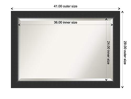 Amanti Art Vanity Wood Framed Bathroom Mirror, Glass Size 36X24, Corvino Black #TOP3