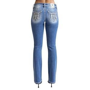 Miss Me Women’s Bohemian Cow Head Mid-Rise Bootcut Jeans
